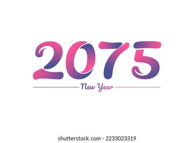 Colorful gradient 2075 new year logo design, New year 2075 Images
