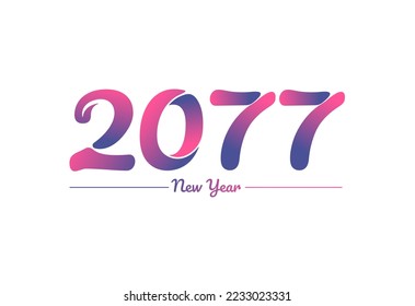 Colorful gradient 2077 new year logo design, New year 2077 Images
