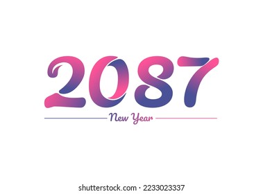 Colorful gradient 2087 new year logo design, New year 2087 Images