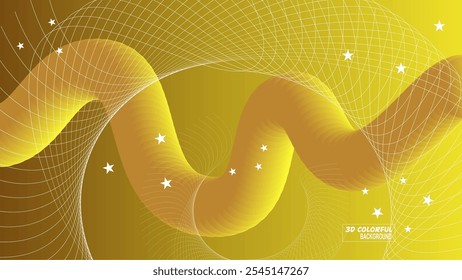 Colorful gradient 3D abstract background interwoven with fluid geometric line patterns. Great design for digital artwork, presentations and modern backgrounds.