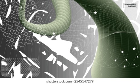 Colorful gradient 3D abstract background interwoven with fluid geometric line patterns. Great design for digital artwork, presentations and modern backgrounds.