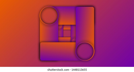 Colorful gradient 3D background. Geometric template with circles and rectangles