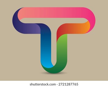 Colorful Gradient 3D Letter T Logo Design
