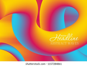 Gradiente colorido 3d formas líquidas onduladas abstractas de fondo. Diseño vectorial de curvas de flujo vibrantes