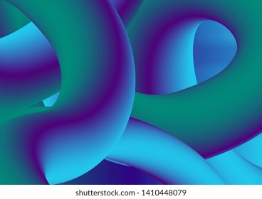 Colorful gradient 3d wavy liquid shapes abstract background. Vibrant flowing curves vector design