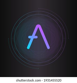 Colorful gradient aave cryptocurrency logo. Isolated on dark background.