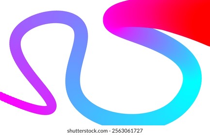 Colorful Gradient Abstract Art with Curved Swirling Lines on White Background.  creating a dynamic and modern design. Ideal for themes related to creativity, energy, and contemporary aesthetics.