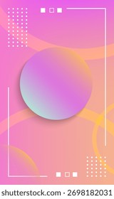 Colorful gradient abstract background with 3D circle and geometric frame, modern pastel design perfect for poster, banner, or digital art.