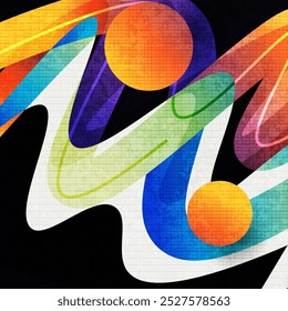 Fundo abstrato gradiente colorido com formas onduladas e circulares e efeito de textura. Design moderno de capa ou banner