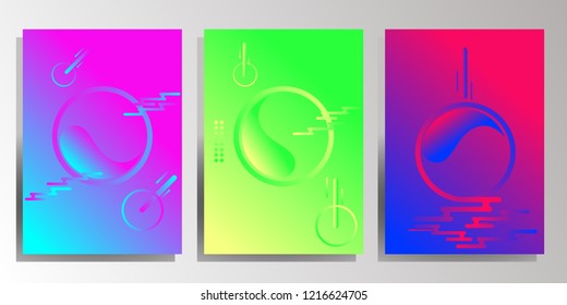 Colorful Gradient Abstract Cover Background Set