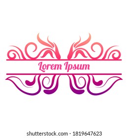 Colorful gradient abstract curly element for design, swirl, curl. Divider, frame isolated on white background. Vector illustration.   