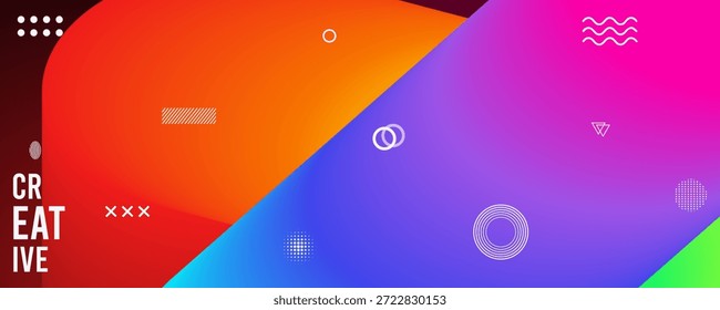 Diseño Abstractas de degradado colorido con Elementos geométricos y texto