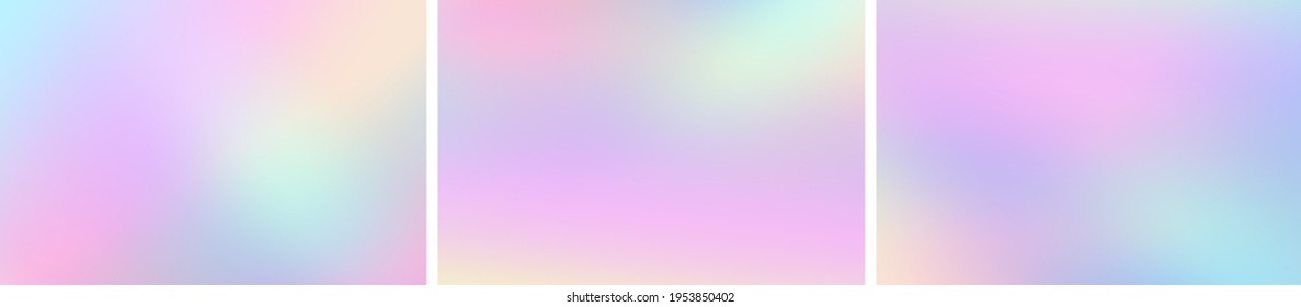 Colorful gradient abstract design trendy background. Party neon lights texture vector set. Bright colors pink, purple and blue tone colorful wallpaper set