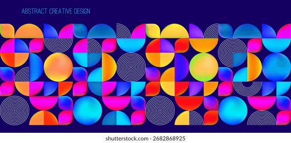 Gradiente colorido Fundo geométrico abstrato e padrão. Design moderno e colorido. Formas e elementos modulares, ilustração vetorial