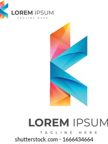 Diseño del logotipo k de letras abstractas de gradiente colorido. Este logotipo es de diseño creativo y la descarga de archivos contiene los pasos vectoriales.