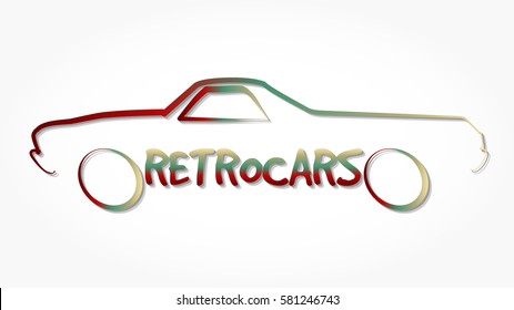 colorful gradient abstract retro car design concept automotive topics vector illustration logo template