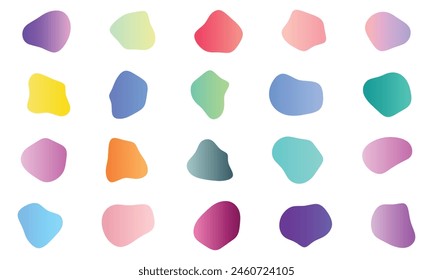 Colorful Gradient Abstract Shapes. Liquid Shapes. Random Organic Blobs