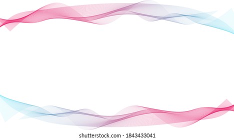Colorful gradient abstract techno background. Curved lines vector pattern, abstract background with waves and empty white copy space in the middle. Banner design, brochure, placard or poster space