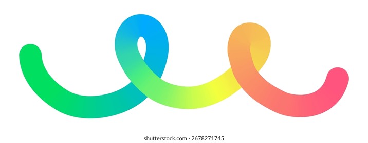 Colorful gradient abstract twisted line. Vector bright loop creative ribbon design element