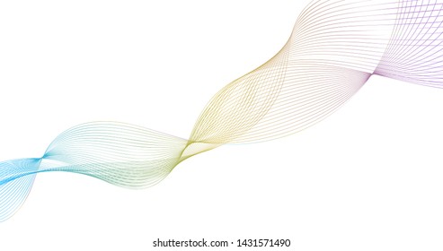 Colorful gradient abstract wave lines poster, vector illustration isolated on white
