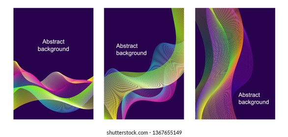 Colorful gradient abstract waves on a dark background. Vector illustration. Layout for banners presentations, flyers, posters and invitations. Eps10