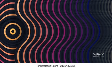 Colorful gradient abstract wavy dimensional background