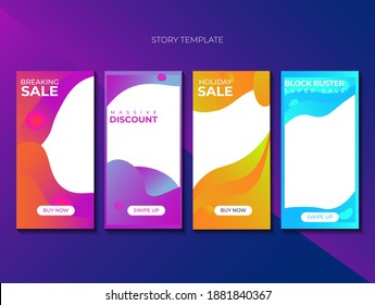 Colorido Gradiente abstracter de venta de artículos de instagram premium plantilla vector. Plantilla de historias para atraer nuevos clientes al marketing de medios sociales. Diseño abstracto líquido.