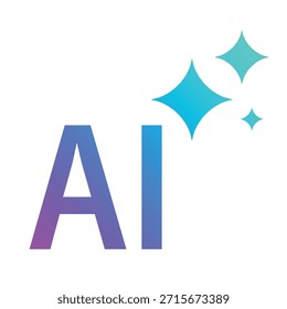 Texto AI de gradiente colorido con destellos brillantes que representan el contenido generado por inteligencia artificial