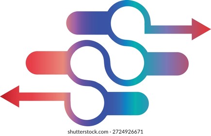 Flechas de gradiente de colores que forman un nudo arco iris
