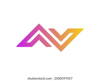 Colorful gradient AV letter initial logo template