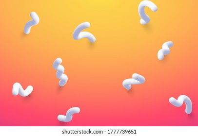 Colorful gradient background with 3d spirals white color. Banner template. Backdrop, wallpaper. Social media concept. Vector illustration. EPS 10