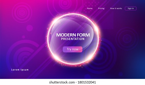 Colorful gradient background. Abstract modern graphic elements. Template for the design of a website landing page. Graphic concept for your design