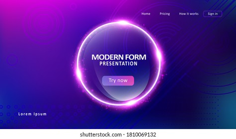Colorful gradient background. Abstract modern graphic elements. Template for the design of a website landing page. Graphic concept for your design