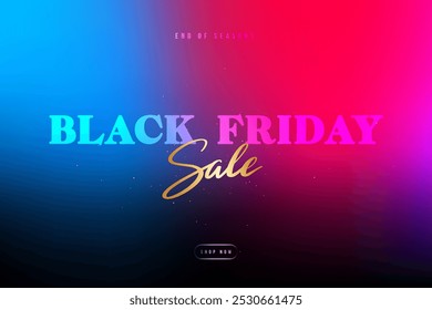 Fondo de degradado colorido con texto de venta de Black Friday en negrita.