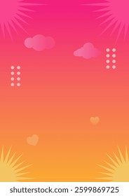 Colorful gradient background with clouds and heart shapes, perfect for creating vibrant designs, A4 size