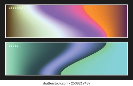 Colorful gradient background with copy space. Fluid color gradation design. Trendy banner template set.