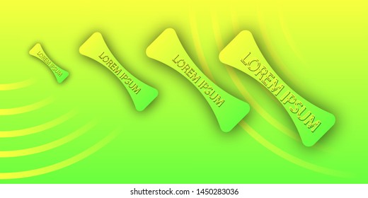 Colorful gradient background design with geometric elements as logo. Bright green and yellow template for banners and covers 