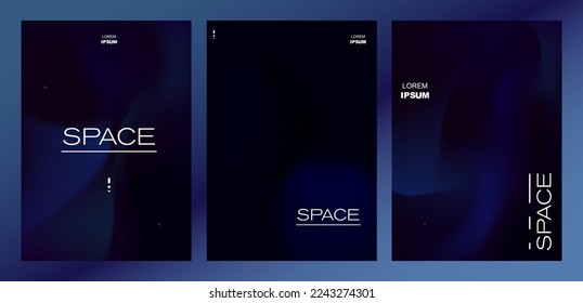 Colorful gradient Background with place fo text. Set of 3 A4 background for banner, poster, cover, flyer, Presentation, mobile usage. Space with stars.
