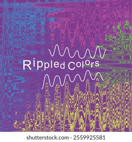 Colorful gradient background with ripple effect in blue, pink, green, yellow, and purple creates a wavy backdrop. For poster, flyer or music album cover design.