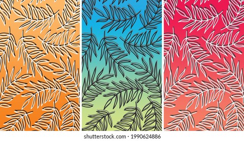 Colorful gradient background set with floral pattern theme