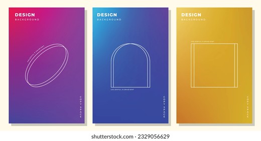 Colorful gradient background template copy space set. Colour gradation backdrop design for poster, reference, cover, banner, brochure, leaflet, or magazine.