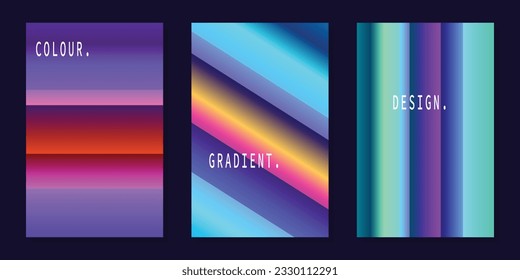 Conjunto de espacio de copia de la plantilla de fondo de degradado colorido. Diseño de fondo de pantalla de nivelación de color vibrante para afiches, banner, folleto, revista o portada.