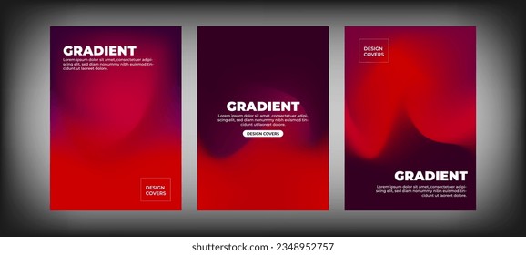 Colorful gradient background template copy space set. Colour gradation backdrop for poster, banner, flyer, brochure, leaflet, pamphlet, or cover.