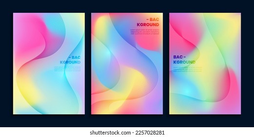 Colorful gradient background with wavy lines in vibrant colors