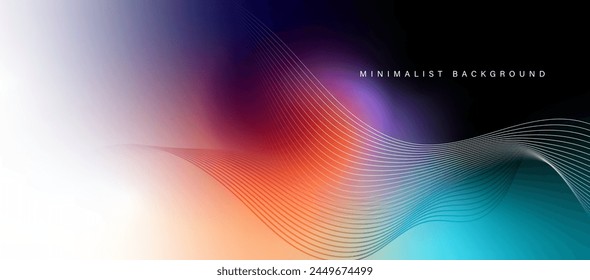 Colorful gradient background with wavy lines. vector 