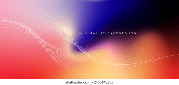 Colorful gradient background with wavy lines. vector
