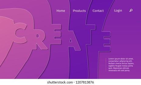 Colorful gradient background. Wavy web design, cover, poster concept. Creative geometric paper cut design. User experience and user interface development. Vector illustration