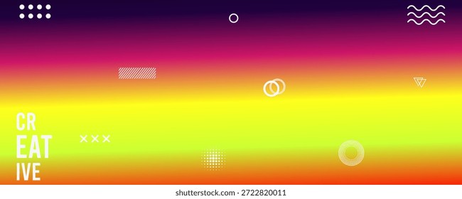 Fondo degradado colorido con Formas geométricas blancas y texto creativo