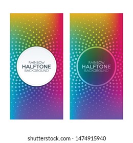Colorful gradient banners with halftone textures. Rainbow banner set.
