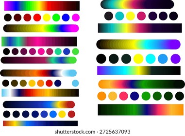barras gradientes coloridas e círculos para design gráfico